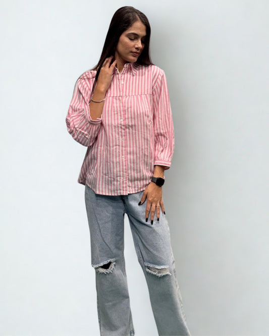 Pink & White Button-Down Shirt