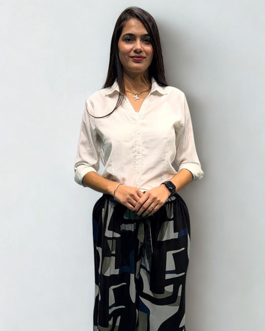 Abstract Print Wide-Leg Trouser