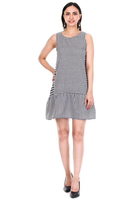 Playful Gingham Mix Shift Dress