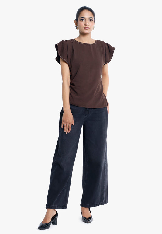 Brown Hand-Detail Top