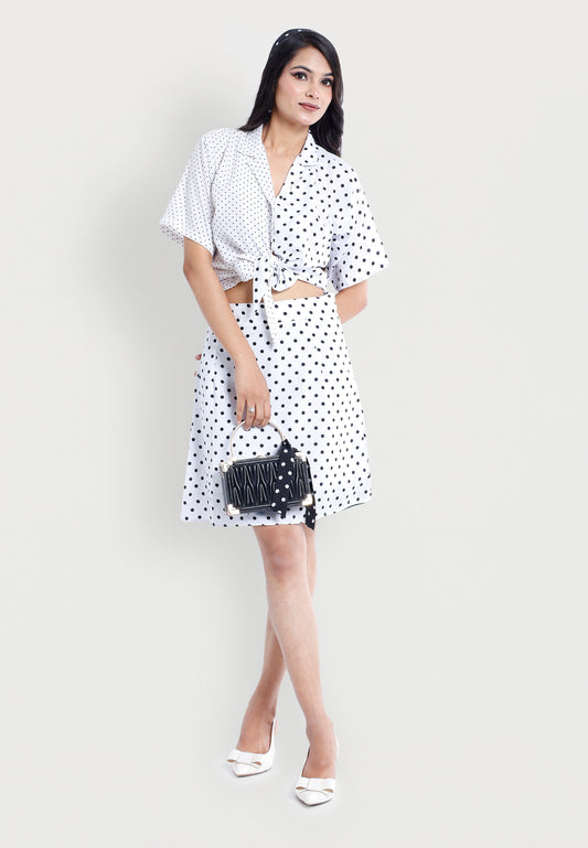 Polka Dot Mini Skirt with Flared Silhouette